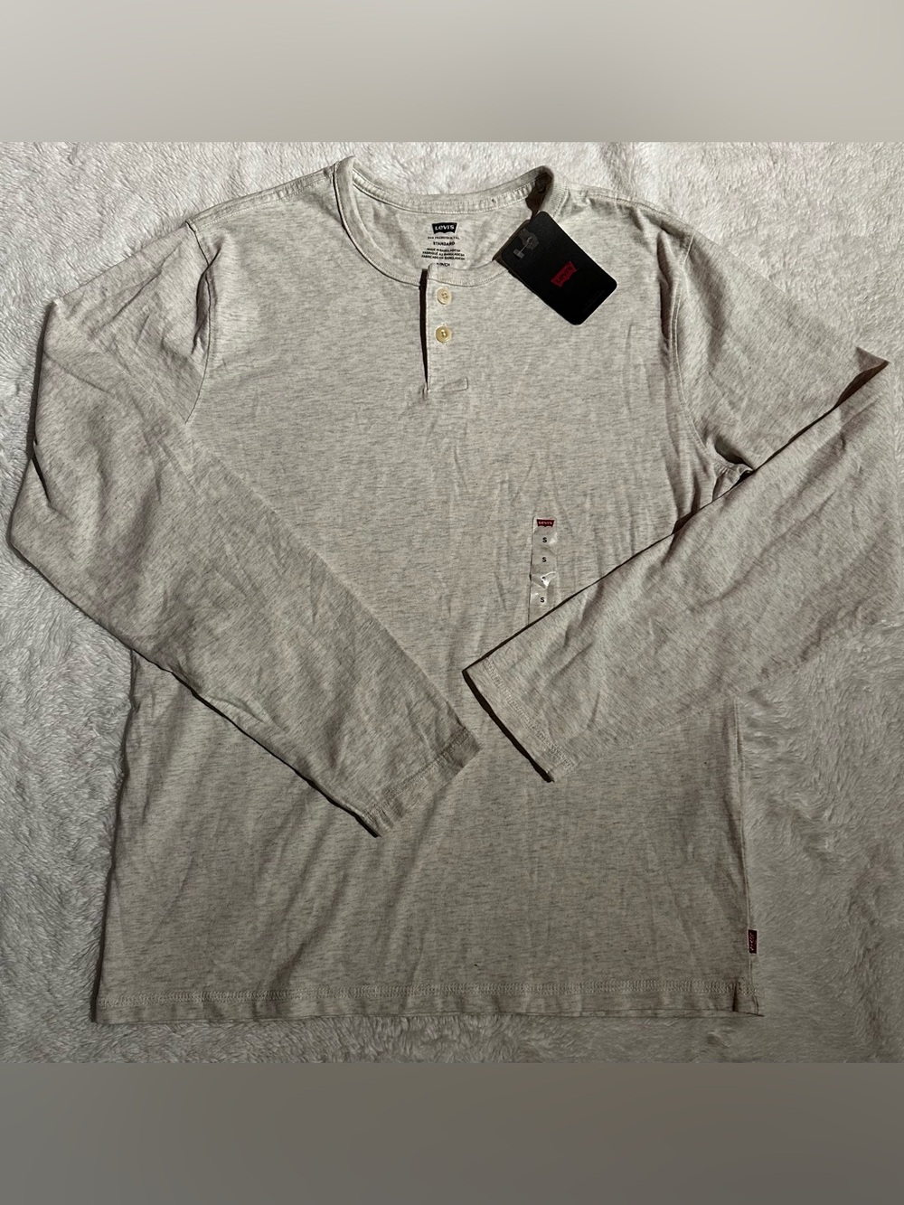 Levi's Men's Long Sleeve Henley Shirt - Heather Light Gray